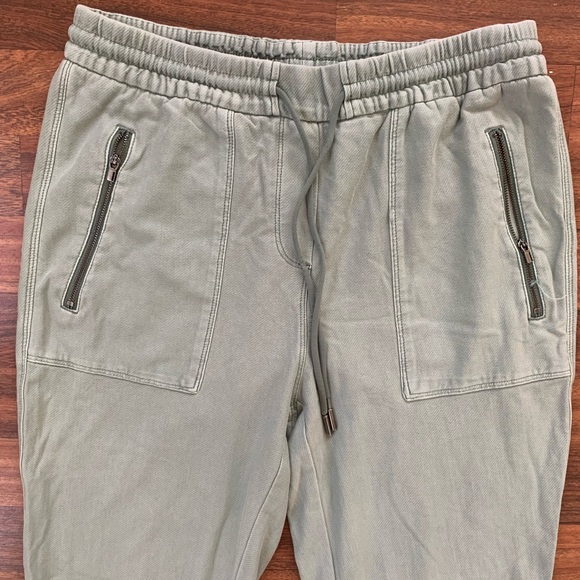 Dalia Olive Green Drawstring Pull On Pants Women Small Front Zip Pockets Casual - Picture 2 of 6